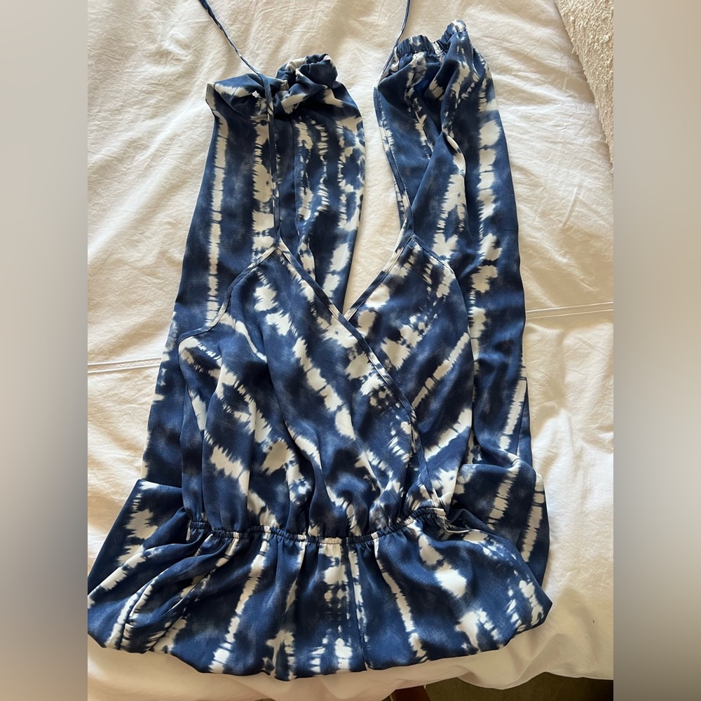 Blue Tie Dye Halter Jumpsuit